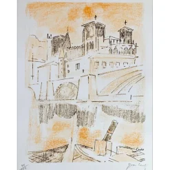 COUTY Jean - Lithographie "Le pont" 32x25cm - 1971
