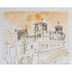 COUTY Jean - Lithographie "Le pont" 32x25cm - 1971