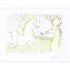 DALI Salvador - Gravure originale "Le cheval qui voulait se venger du cerf" 56x76cm - 1974