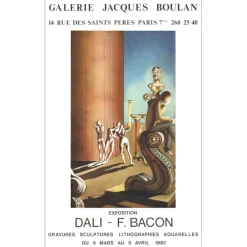 DALI Salvador - Lithographie "Exposition Galerie Jacques Boulan, Paris" 78x47cm - 1982