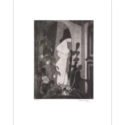 DEFOSSEZ Alfred - Gravure originale "Femme nue au miroir" 34x25cm