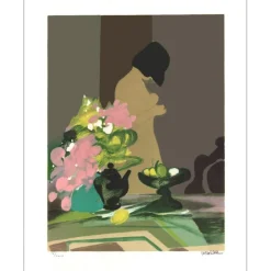 DEFOSSEZ Alfred - Lithographie originale "Femme au bouquet" 65x50cm - PROMOTION