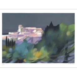 DEFOSSEZ Alfred - Lithographie originale "Paysage de Provence" 56x76cm