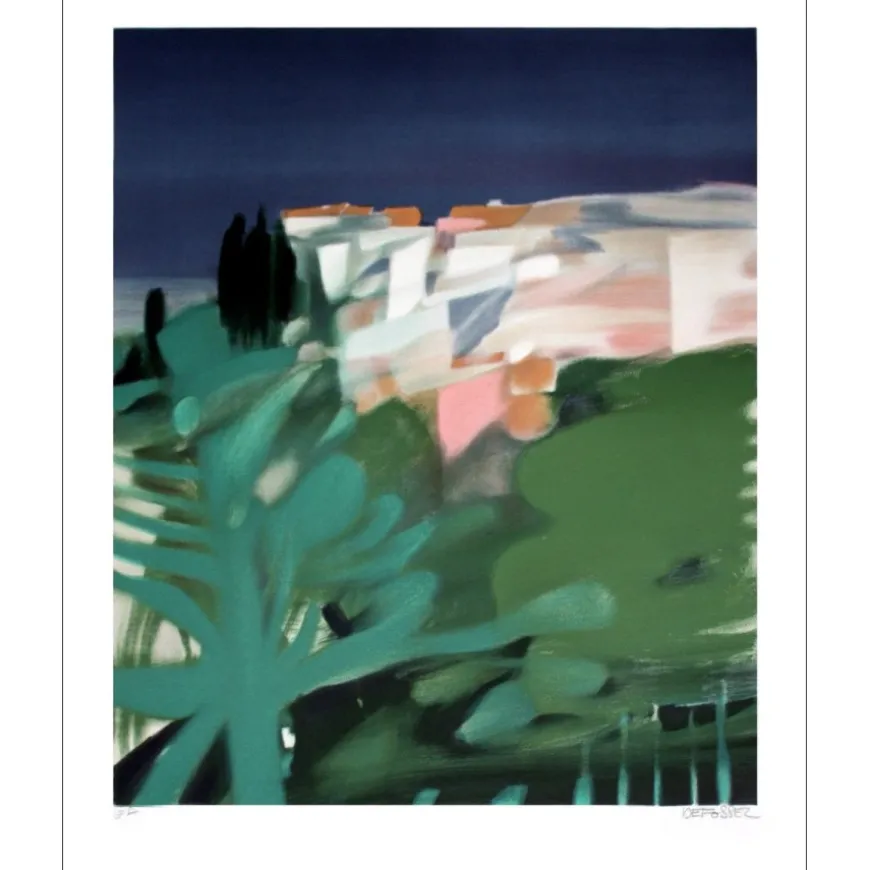 DEFOSSEZ Alfred - Lithographie originale "Lumière du Sud" 76x56cm