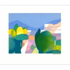 DEFOSSEZ Alfred - Lithographie originale "Paysage de Provence, Mougins" 45x55cm
