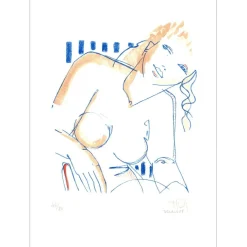 DELALEUF Martine - Lithographie originale rehaussée "Femme  " 35x25cm - 2015