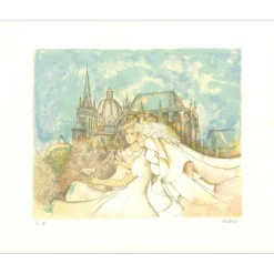 DELTEIL Maïté - Lithographie originale "Mariage" 23x28cm