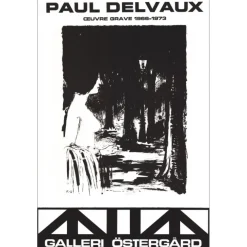 DELVAUX Paul - Lithographie "Exposition Galleri Östergard, Suède" 63x42cm - 1973