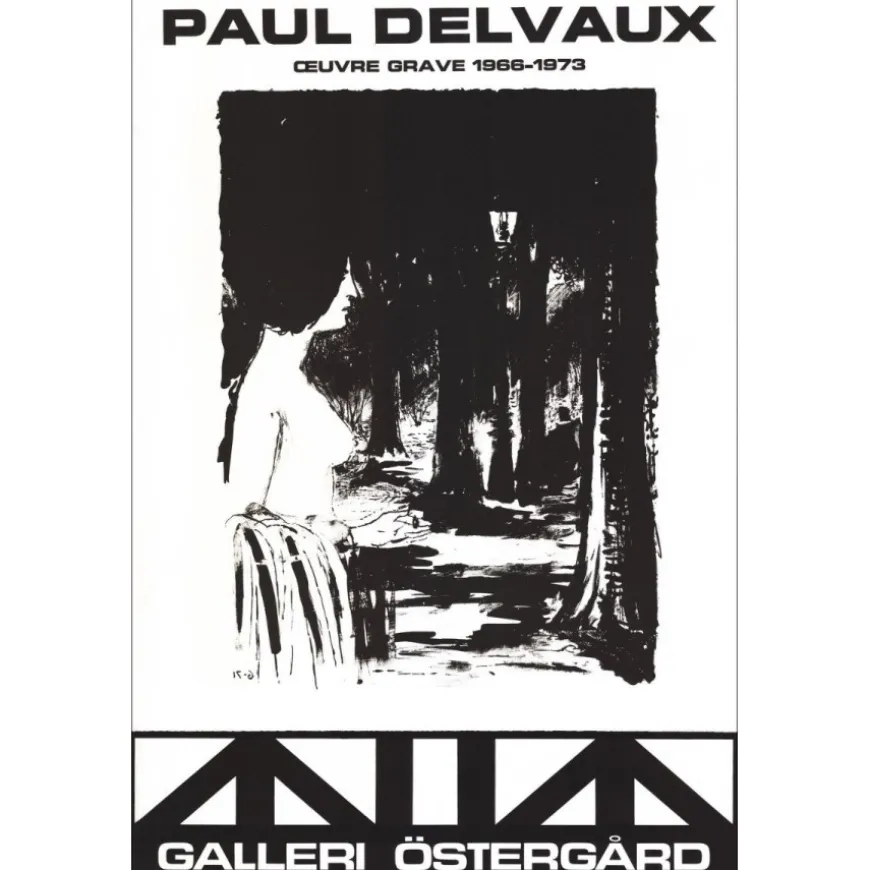 DELVAUX Paul - Lithographie "Exposition Galleri Östergard, Suède" 63x42cm - 1973