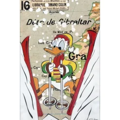 DEZACHE - Peinture originale sur carte "Donald Duck sous la neige" - 54x34cm - 2022