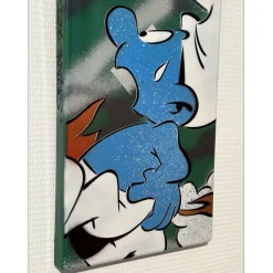 DEZACHE - Peinture originale sur plaque de métro en acier "Schtroumpf" 45x22x2 cm - 2023