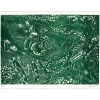 DI ROSA Hervé - Bois gravé  "En traversant le pont, Vert" 56x76cm - 2014
