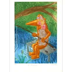 DI ROSA Hervé - Gravure originale "Le pêcheur (La leçon d'anatomie)" 122x88cm - 2007