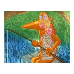 DI ROSA Hervé - Gravure originale  "Le pêcheur (La leçon d'anatomie)" 122x88cm - 2007