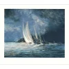 D'IZARNY François - Lithographie originale "Voiliers en mer" 45x56cm - 1994