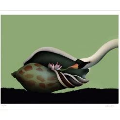 DONADINI Jean Paul - Lithographie originale "Le Cygne et l'Orchidée" 56x79cm
