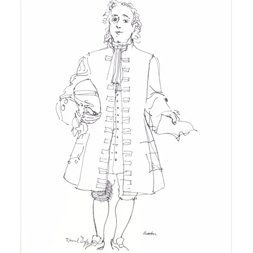 DUFY Raoul - Lithographie "Portrait de Isaac Newton, étude pour la fée électricité" 30x18cm - 1965