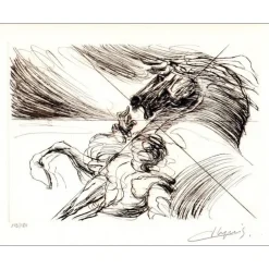DUPUIS Jean - Lithographie originale "Cheval sauvage" 27x35cm