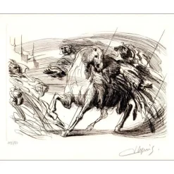 DUPUIS Jean - Lithographie originale "L'Enlèvement" 27x35cm