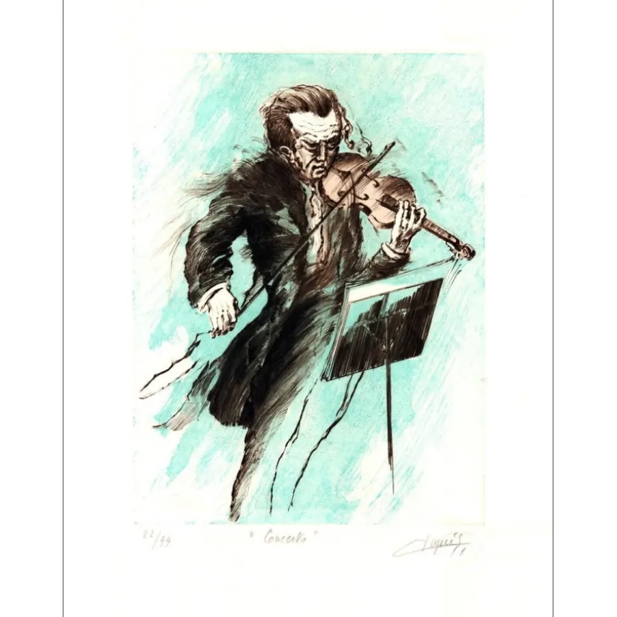 DUPUIS Jean - Lithographie originale "Concerto" 65x50cm