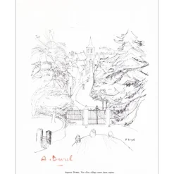 DUREL Auguste - Lithographie signée au crayon "Le Village" 27x21cm - 1961
