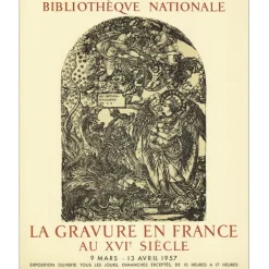 DUVET jean - Lithographie "Exposition Bibliothèque nationale, Paris" 57x46cm - 1957