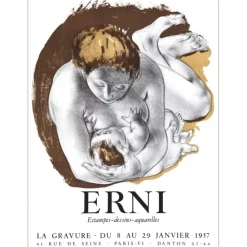 ERNI Hans - Lithographie "Exposition Galerie Danton, Paris" 65x47cm - 1957