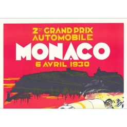 FALCUCCI Robert - Lithographie "Grand prix automobile de Monaco 1930" 100x68cm