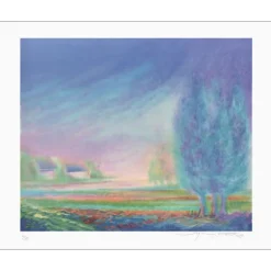 FERNAND Jean - Lithographie originale "Les trois hêtres" 56x76cm