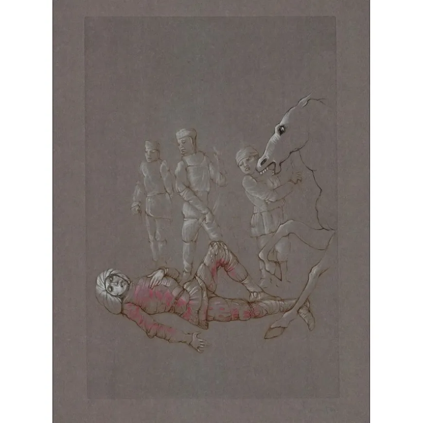 FINI Léonor - Gravure originale "La cavalière et le cheval" 64x47cm