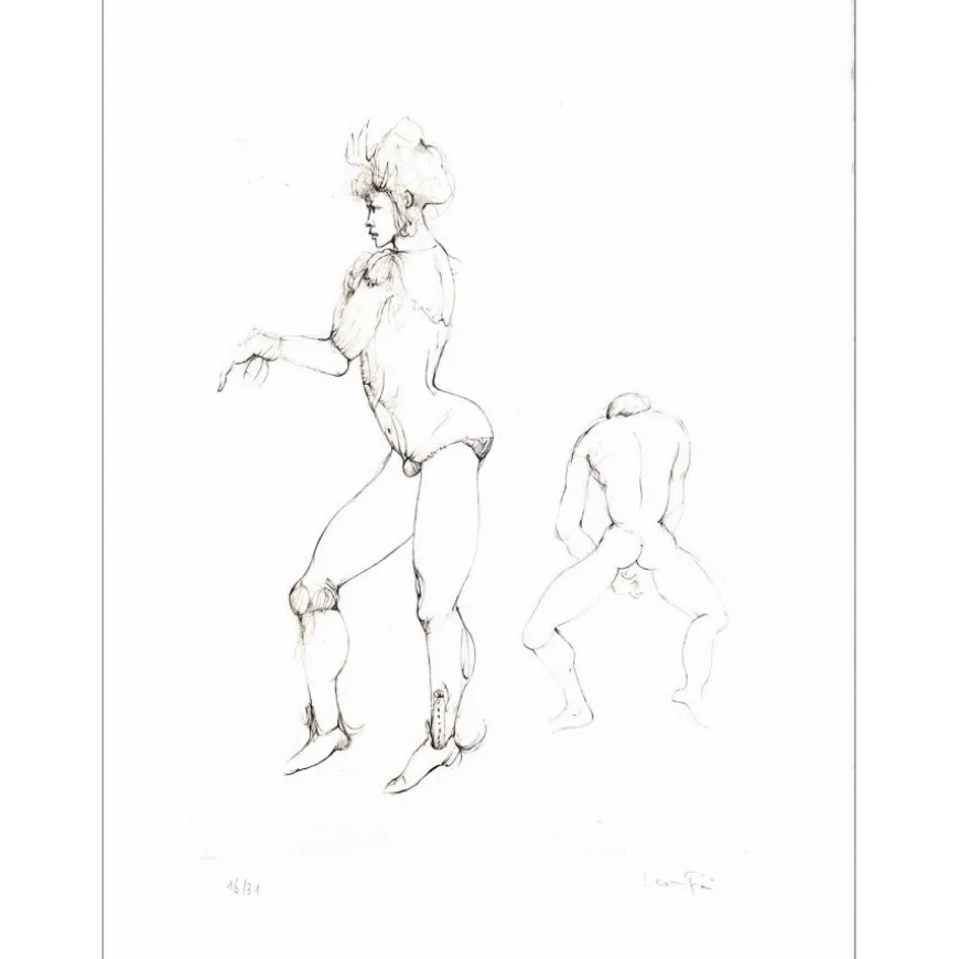 FINI Léonor - Gravure originale à la pointe sèche "Élus de la nuit 08" 38x28cm - 1986 - N°16/31