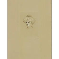 FINI Léonor - Gravure originale "Visage d'homme au turban" 66x48cm