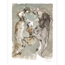 FINI Léonor - Lithographie originale "L'Homme entre deux âges et ses deux maîtresses" 38x28cm - 1961
