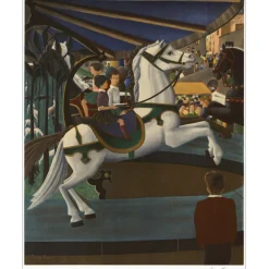 FIORIO Serge - Lithographie originale "Le grand cheval blanc du manège" 68x55cm