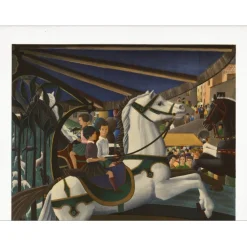 FIORIO Serge - Lithographie originale "Le grand cheval blanc du manège" 68x55cm
