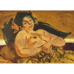 FONTANAROSA Lucien - Huile sur panneau "Nu assoupi" 24x35cm - 1967