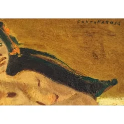 FONTANAROSA Lucien - Huile sur panneau "Nu assoupi" 24x35cm - 1967