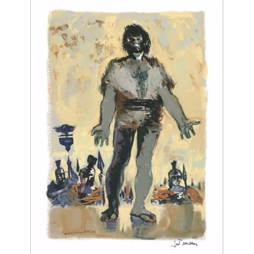FONTANAROSA Lucien - Lithographie originale "Le Paysan du Danube" 38x28cm - 1961