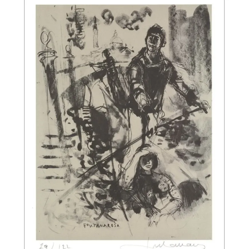 FONTANAROSA Lucien - Lithographie originale "Vue de Venise" 32x25cm - 1971