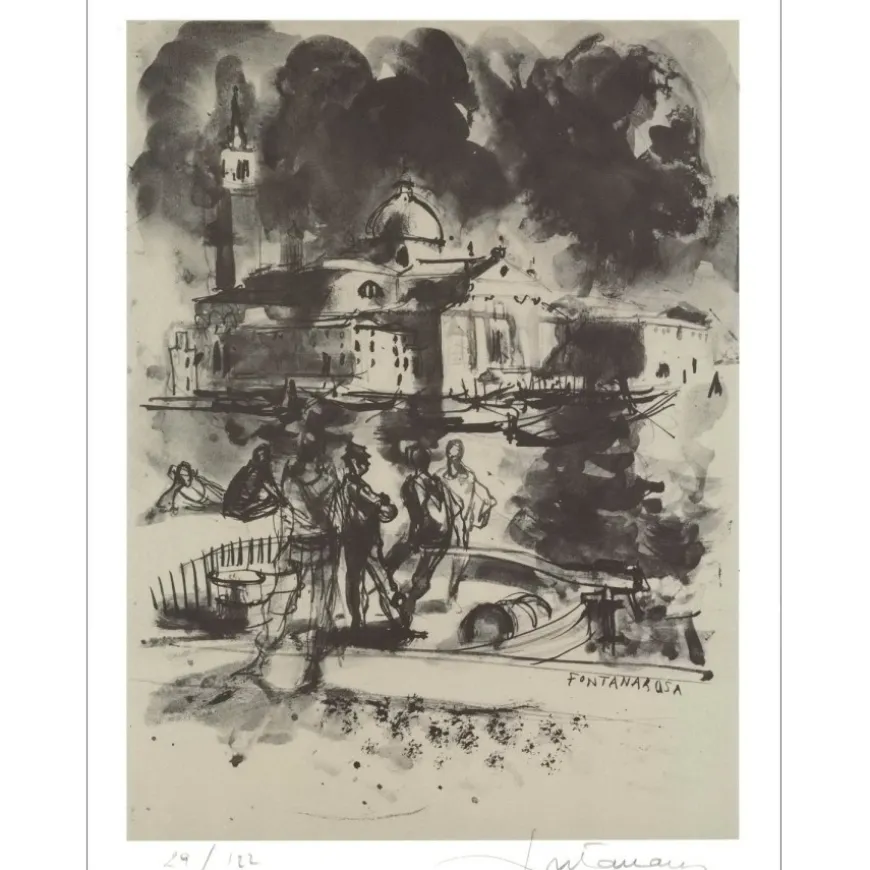 FONTANAROSA Lucien - Lithographie originale "Vue de Venise" 32x25cm - 1971