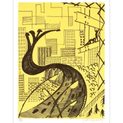 FOUGERON André - Lithographie "L'architecture" 32x25cm - 1970