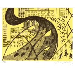 FOUGERON André - Lithographie "L'architecture" 32x25cm - 1970