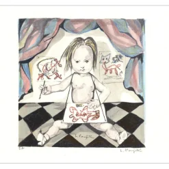 FOUJITA Léonard - Lithographie originale "L'Artiste" 38x27cm - 1963