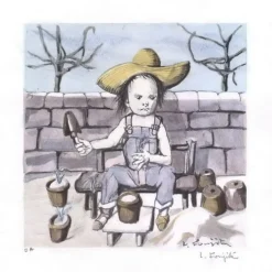FOUJITA Léonard - Lithographie originale "Le Jardinier" 38x27cm - 1963