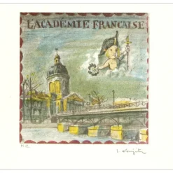 FOUJITA Léonard - Lithographie originale "L'Académie Française" 38x27cm - 1963