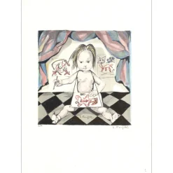 FOUJITA Léonard - Lithographie originale "L'Artiste" 38x27cm - 1963