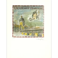 FOUJITA Léonard - Lithographie originale "L'Académie Française" 38x27cm - 1963