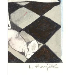 FOUJITA Léonard - Lithographie originale "L'Artiste" 38x27cm - 1963