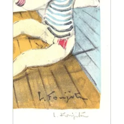 FOUJITA Léonard - Lithographie originale "Le Tricot" 38x27cm - 1963