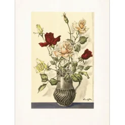 FOUJITA Léonor - Lithographie "Bouquet de roses" - 45x32cm - 1958